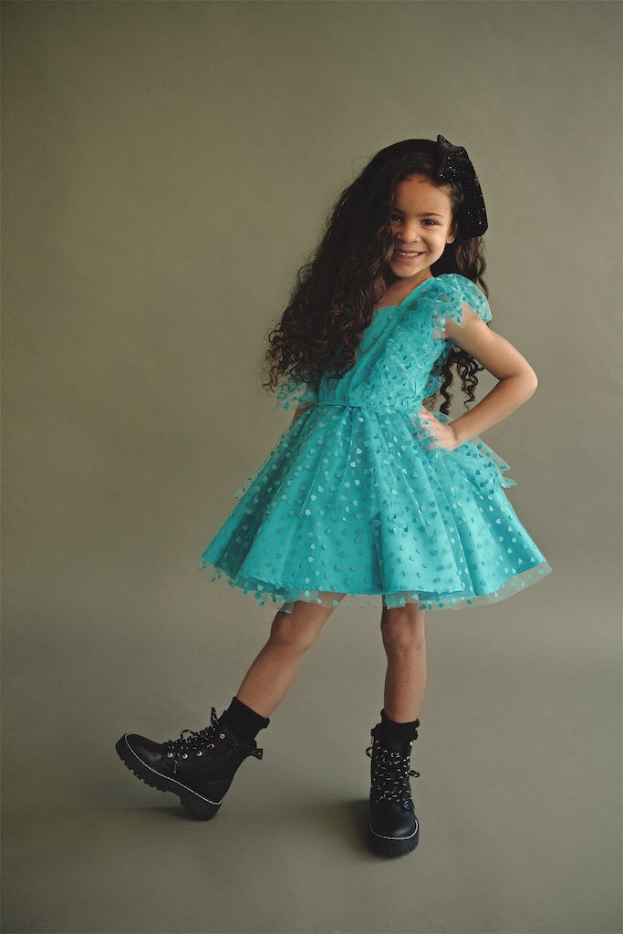 Heart Turquoise Pinafore – Rue Muu