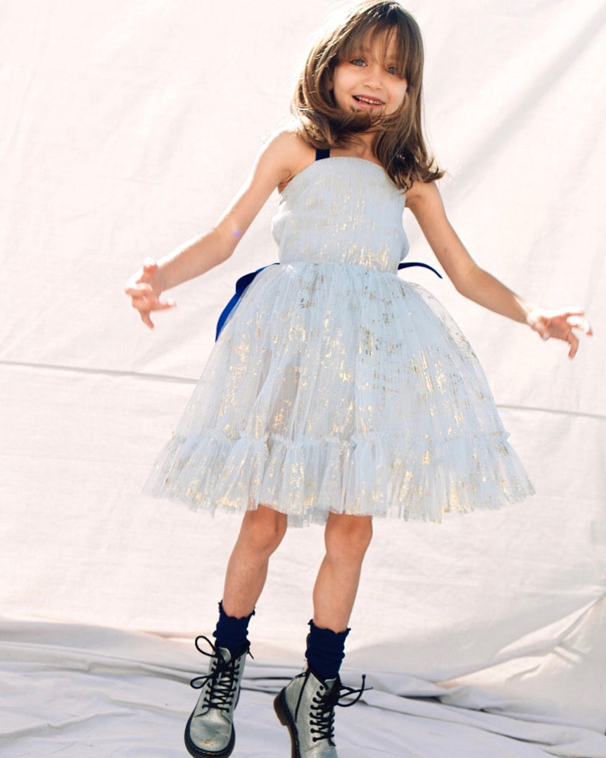 Stardust Blue Gold Dress