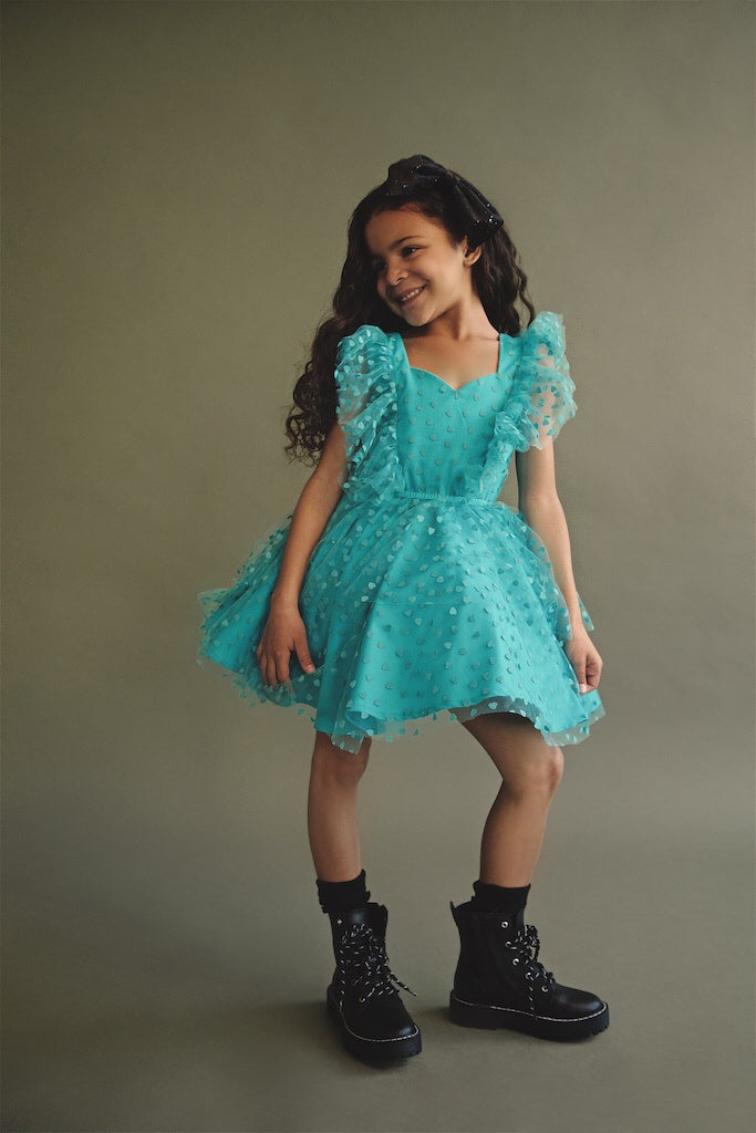 Heart Turquoise Pinafore