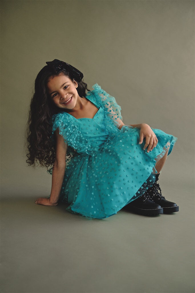 Heart Turquoise Pinafore