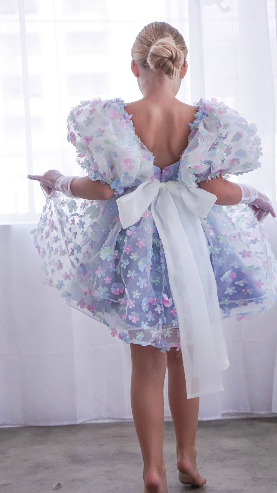 Jade 3D Floral Baby Doll Dress