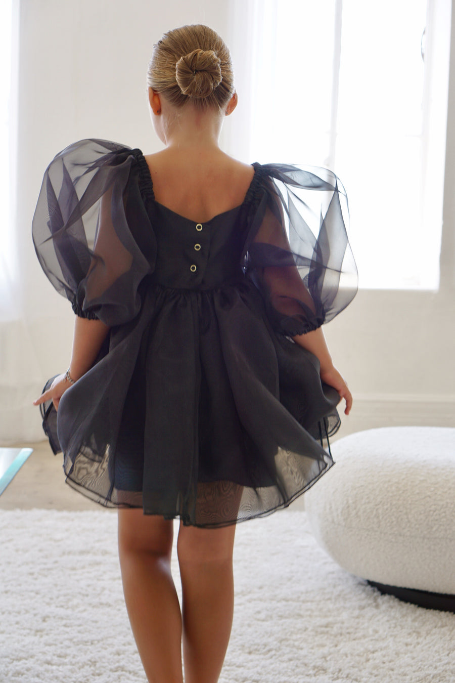 BLACK FLOWER GIRL DRESS