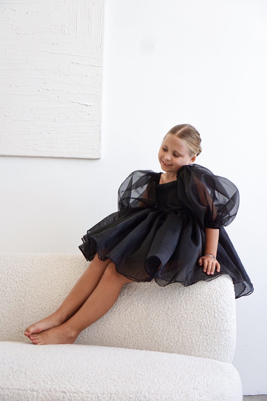 BLACK FLOWER GIRL DRESS