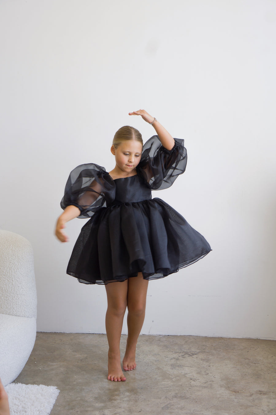 BLACK FLOWER GIRL DRESS