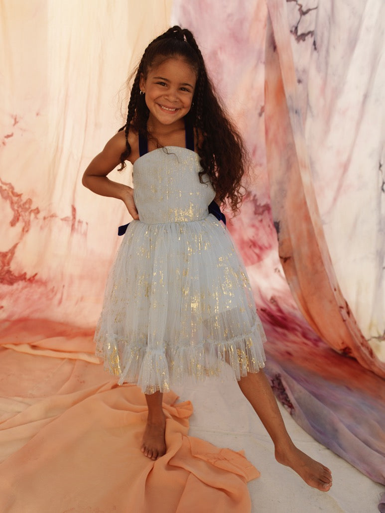 Stardust Blue Gold Dress