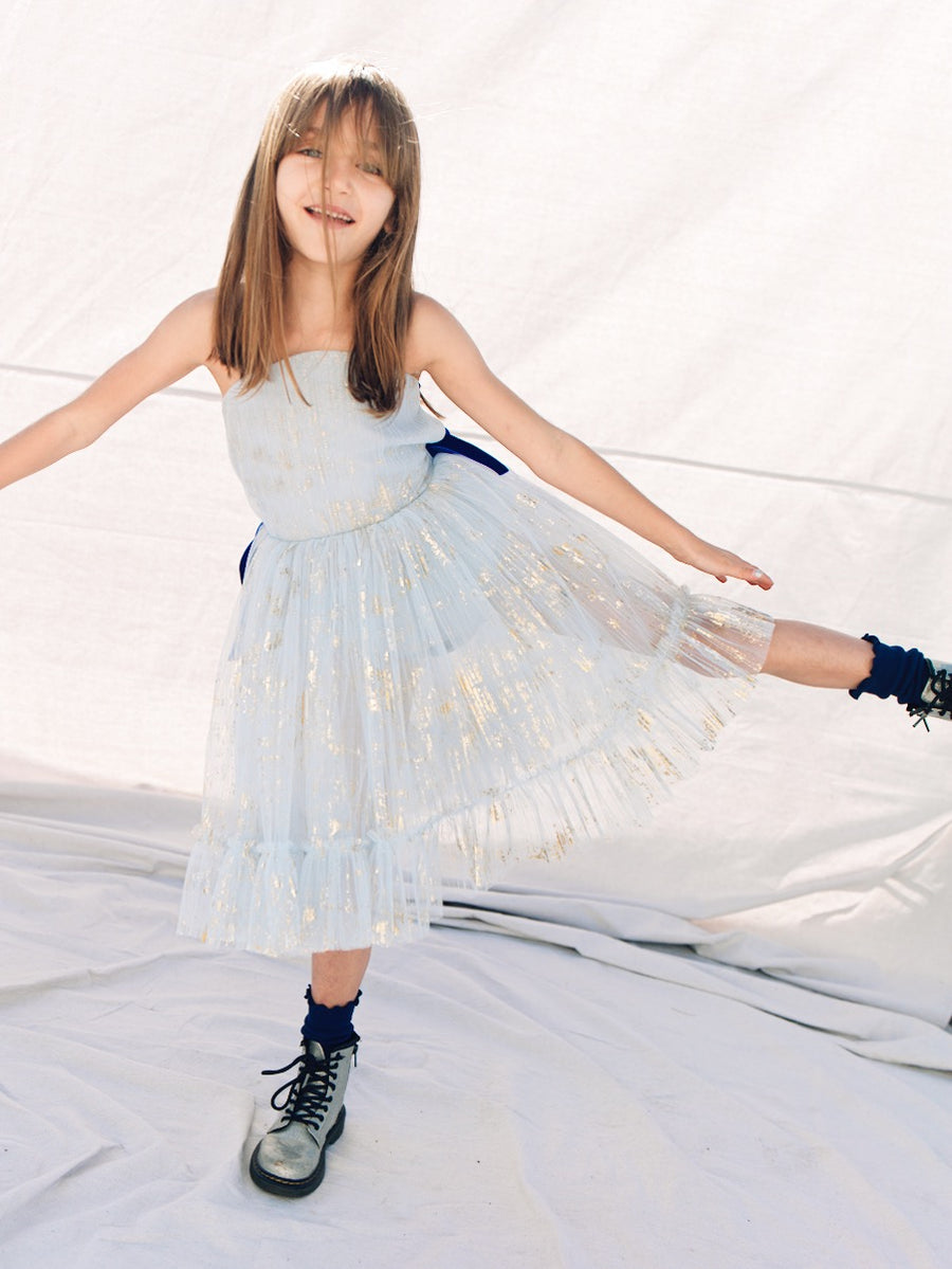 Stardust Blue Gold Dress